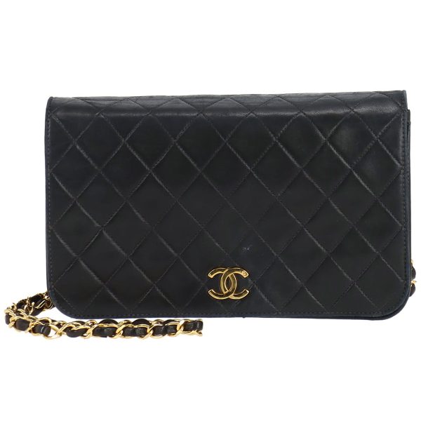 1 Chanel Matelasse Single Flap Chain Coco Mark Push Lock Black