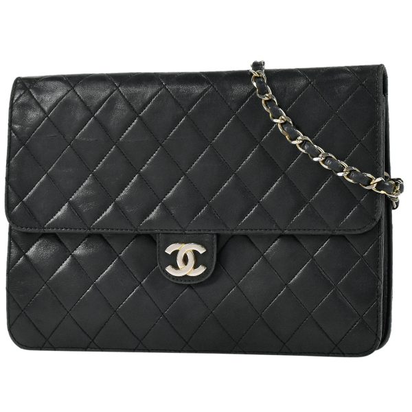 1 Chanel Matelasse Single Flap Chain Coco Mark Push Black