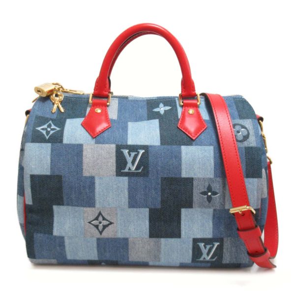 1 Louis Vuitton Speedy Bandouliere 30 Shoulder Bag Denim Blue