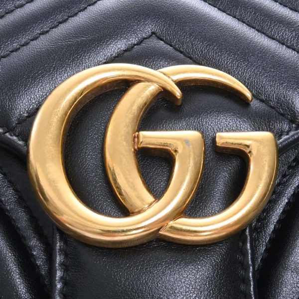 10 Gucci GG Marmont Leather Small Chain Shoulder Bag Black