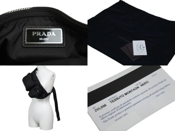 10 Prada Body Bag Logo Leather Black Silver