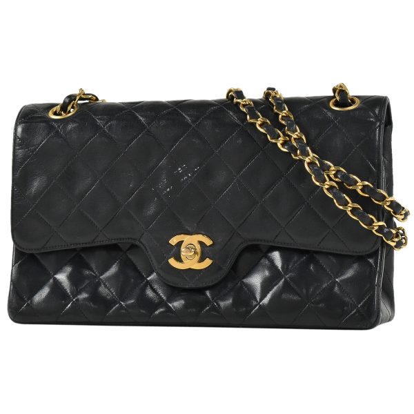 1000048255782 01 Chanel Matelasse W Flap Chain Shoulder Bag Coco Mark Leather Black