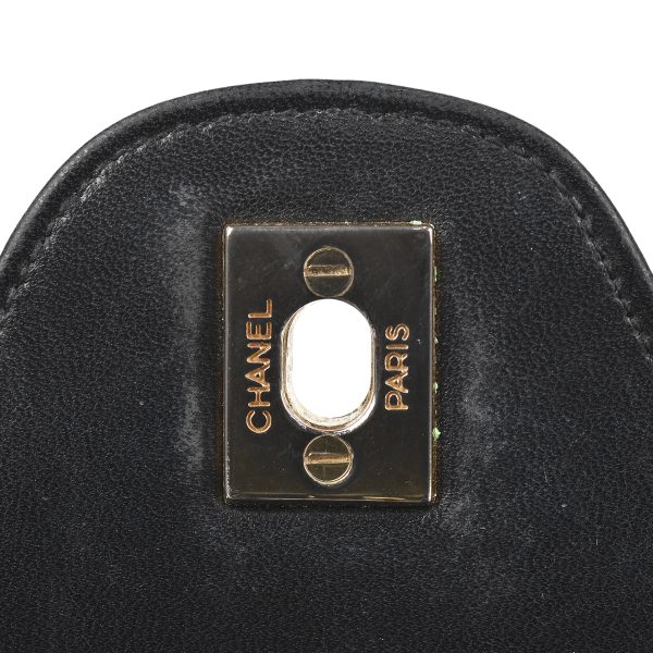 1000048255782 10 Chanel Matelasse W Flap Chain Shoulder Bag Coco Mark Leather Black