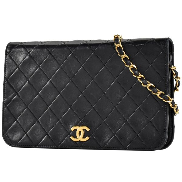 1000053309739 01 Chanel Matelasse Chain Shoulder Bag Coco Mark Push Lock Leather Black