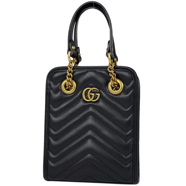 1000053357402 11 Gucci GG Marmont Quilted Mini 2way Shoulder Bag Handbag Leather Black