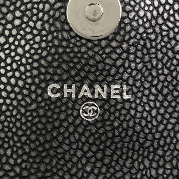 1000058291480 22 Chanel Half Moon Chain Shoulder Bag Coco Mark Wallet Leather Metallic Black