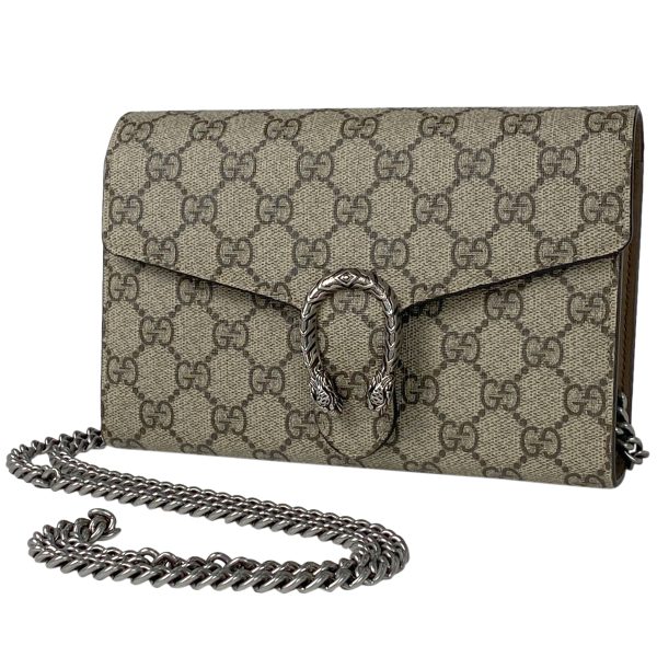 1000059801657 11 Gucci Dionysus GG Supreme Chain Wallet Shoulder Bag Long Beige Brown