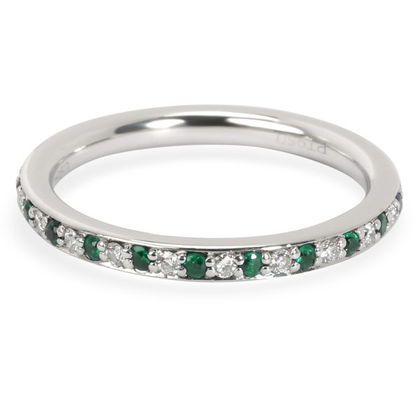 100438 fv Alternating Diamond and Emerald Stackable Eternity Band in Platinum 018 ctw