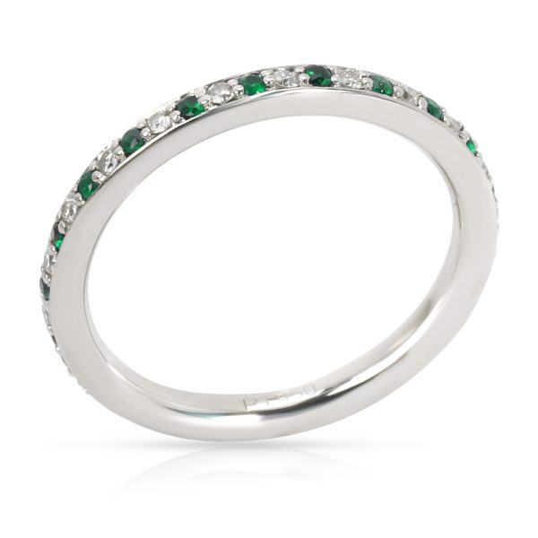 100438 pv Alternating Diamond and Emerald Stackable Eternity Band in Platinum 018 ctw