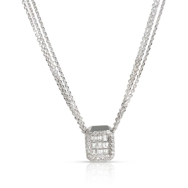 100700 fv Oliva Baguette Halo Diamond Necklace in 18K White Gold 06 CTW