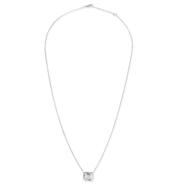 100705 pv Nicole Rose Round Baguette Triangle Diamond Necklace in 18KT Gold 068 CTW