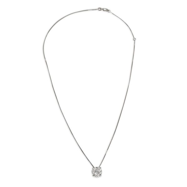 100706 pv Cluster Diamond Pendant Necklace in 14K White Gold 075 CTW