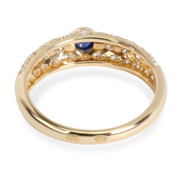 100785 bv Cartier Cabochon Sapphire Pave Diamond Ring in 18K Yellow Gold 122 ctw