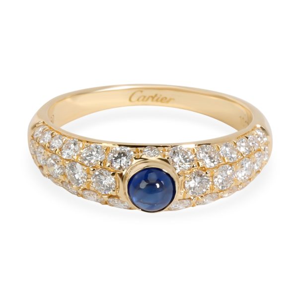 Rings Cartier Cabochon Sapphire Pave Diamond Ring in 18K Yellow Gold 122 ctw