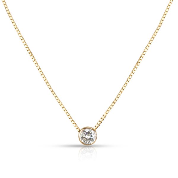 100882 fv Bezel Set Solitaire Diamond Necklace in14K Yellow Gold 052 CTW