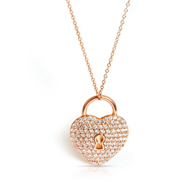 100924 fv Tiffany Co Heart Lock Diamond Pendant in 18K Rose Gold 106 CTW