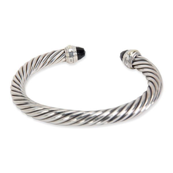 101035 bv David Yurman Black Onyx Cable Bangle in 14K White GoldSterling Silver