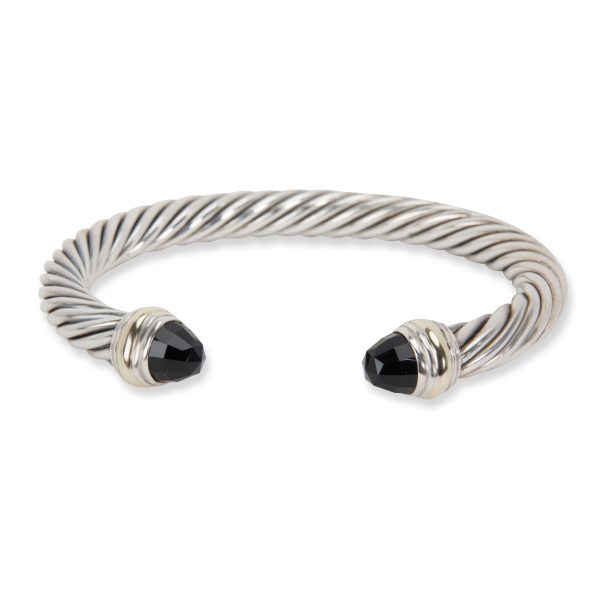 101035 fv David Yurman Black Onyx Cable Bangle in 14K White GoldSterling Silver