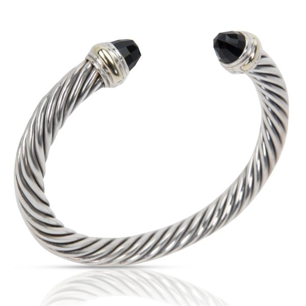 101035 pv David Yurman Black Onyx Cable Bangle in 14K White GoldSterling Silver