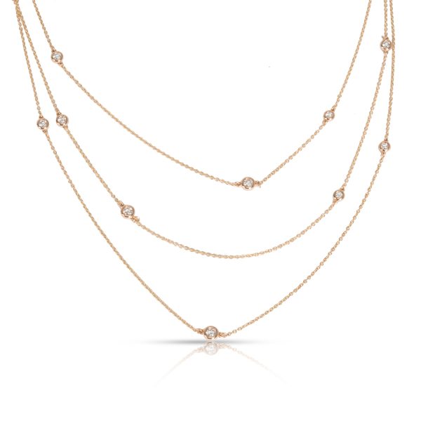 101188 fv Tiffany Co Elsa Peretti Diamonds by the Yard 18K Rose Gold Necklace 120ctw