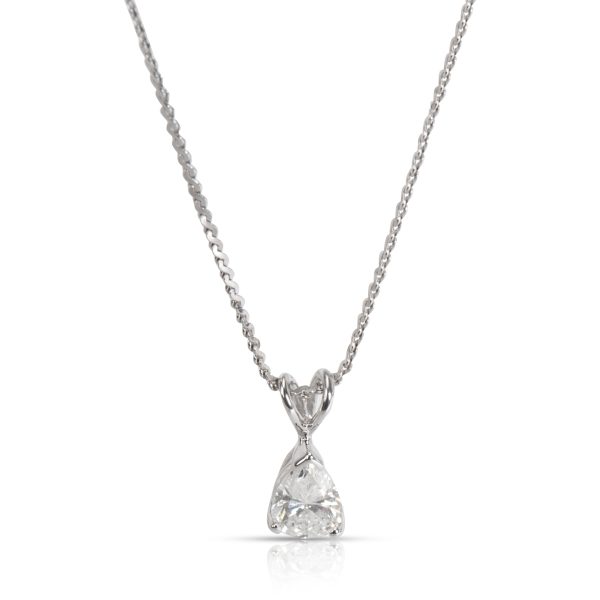 101212 fv Solitaire Pear Shape Diamond Pendant in 14K White Gold H VS 055 CTW