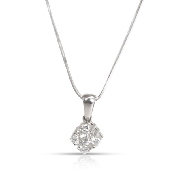 101241 fv 8123c911 d2b3 486e b34f 55e71da2fccb Diamond Cluster Necklace in 14K White Gold 038 CTW