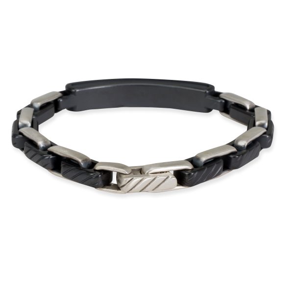 101270 bv David Yurman Black Diamond ID Bracelet in Sterling SilverTitanium 2 CTW