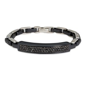 101270 fv David Yurman Black Diamond ID Bracelet in Sterling SilverTitanium 2 CTW