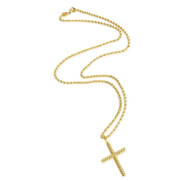 101473 pv eb7856bf d4fb 4180 97f5 56070c82cdf1 18K Yellow Gold Cross on Rope Chain Necklace