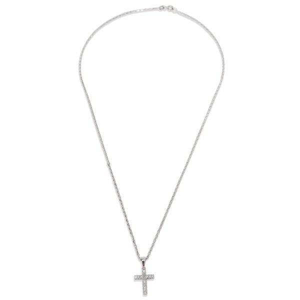 101611 pv Single Cut Diamond Cross Pendant in 14K 18K White Gold 016 CTW