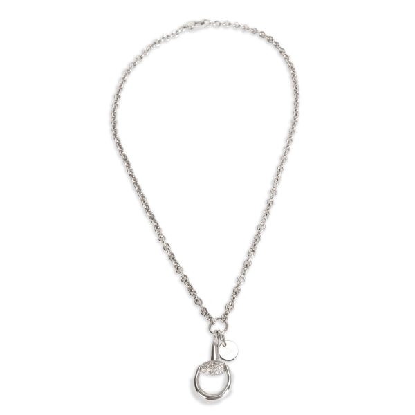 101747 pv Gucci Horsebit Diamond Necklace in 18K White Gold 033 CTW