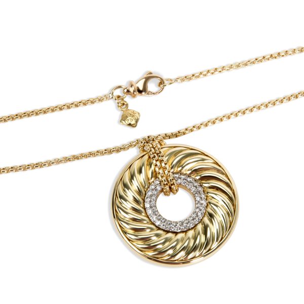 101825 clasp David Yurman Doughnut Diamond Cable Pendant in 18K Yellow Gold 051 CTW