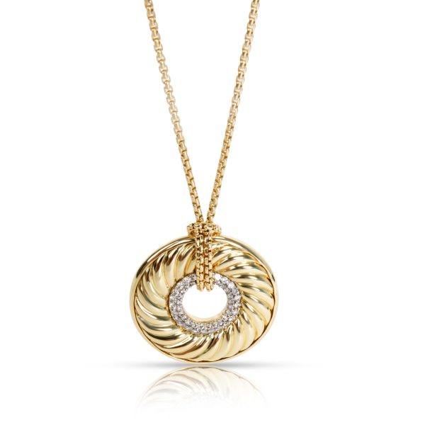 101825 fv David Yurman Doughnut Diamond Cable Pendant in 18K Yellow Gold 051 CTW