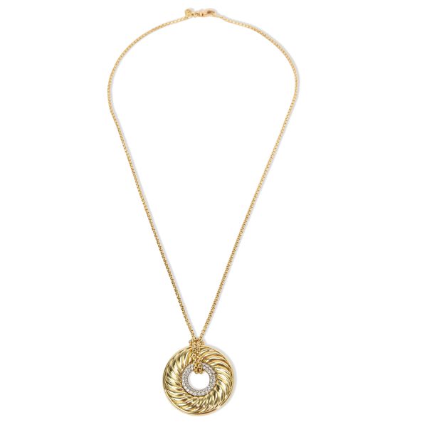 101825 pv David Yurman Doughnut Diamond Cable Pendant in 18K Yellow Gold 051 CTW