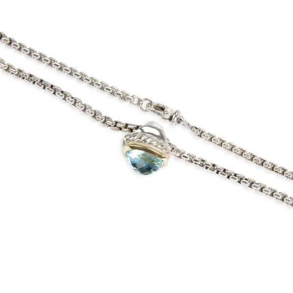 102033 clasp David Yurman Blue Topaz Acorn Pendant in 14K Yellow GoldSterling Silver