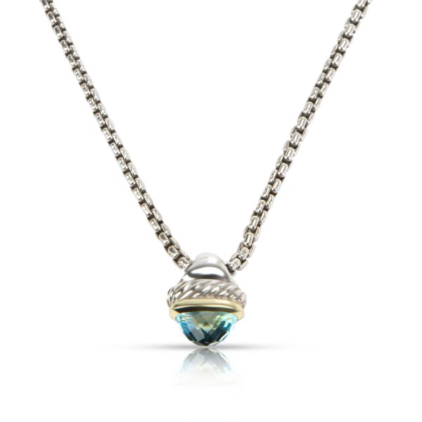 102033 fv David Yurman Blue Topaz Acorn Pendant in 14K Yellow GoldSterling Silver