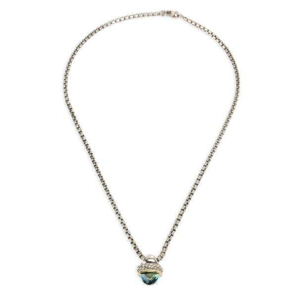 102033 pv David Yurman Blue Topaz Acorn Pendant in 14K Yellow GoldSterling Silver