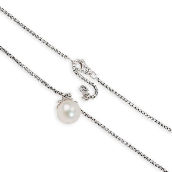 102179 clasp David Yurman Starburst Pearl Diamond Necklace in Sterling Silver 005 CTW