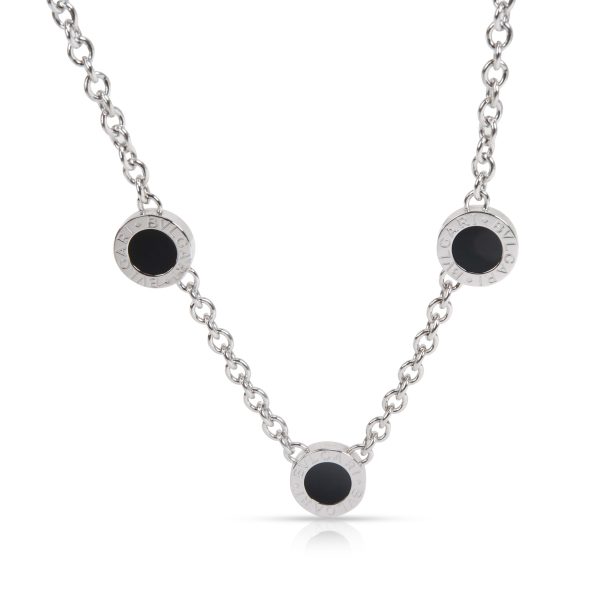 102210 bv a65f62df 6dcb 4bbf 868c e2cac9804c41 Bvlgari Bvlgari 3 Station Onyx Diamond Necklace in 18KT White Gold 58 Ctw