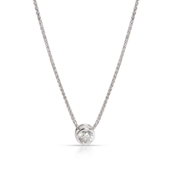 102352 fv Bezel Set Solitaire Diamond Necklace in 14K White Gold I J I2 101 CTW