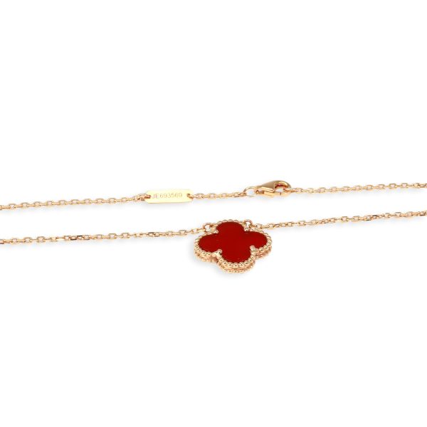 102366 clasp 822f60c1 6bf6 4bef bca2 52ec8d709ea6 Van Cleef Arpels Vintage Alhambra Carnelian Necklace in 18K Yellow Gold