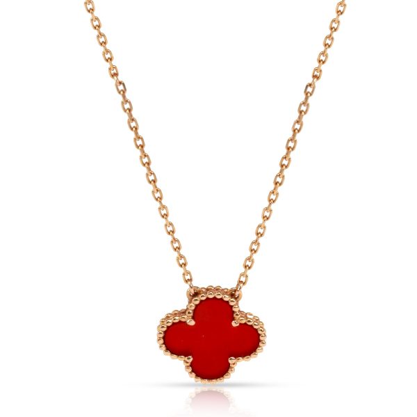 102366 fv 93e8b34f 05e0 4b28 96fd fd3492c7e322 Van Cleef Arpels Vintage Alhambra Carnelian Necklace in 18K Yellow Gold