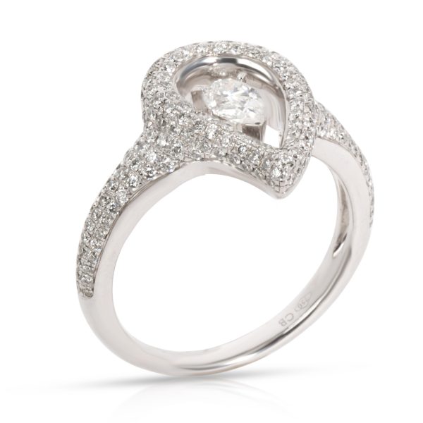 102410 pv Bucherer Lacrima Pear Halo Diamond Ring in 18K White Gold 1 CTW