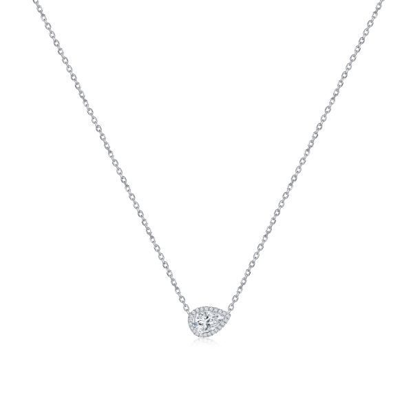 102418 pv Rock Divine Perfect Pear Halo Diamond Necklace in 18K Gold F VS2 057 CTW