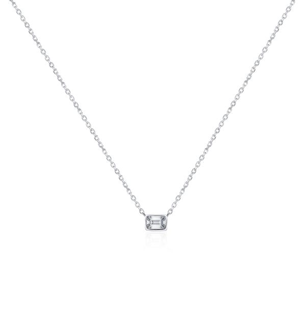 102426 pv Rock Divine Day Collection Empowered Emerald Necklace in 18K White Gold 041CT