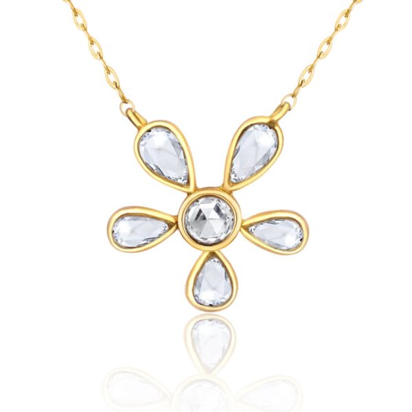 102432 fv Rock Divine Dawn Collection Bright Blossom Necklace 18K Yellow Gold 060 CTW