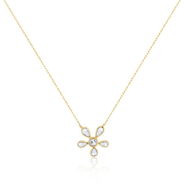 102432 fv f27d2ef6 b62b 43cc a87a 063f471ba8d7 Rock Divine Bright Blossom Rose Cut Diamond Necklace 18K Yellow Gold 060 CTW