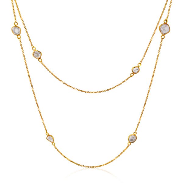 102441 fv Rock Divine Dawn Collection Lily Pad Diamond Necklace 18K Yellow Gold 16 CTW