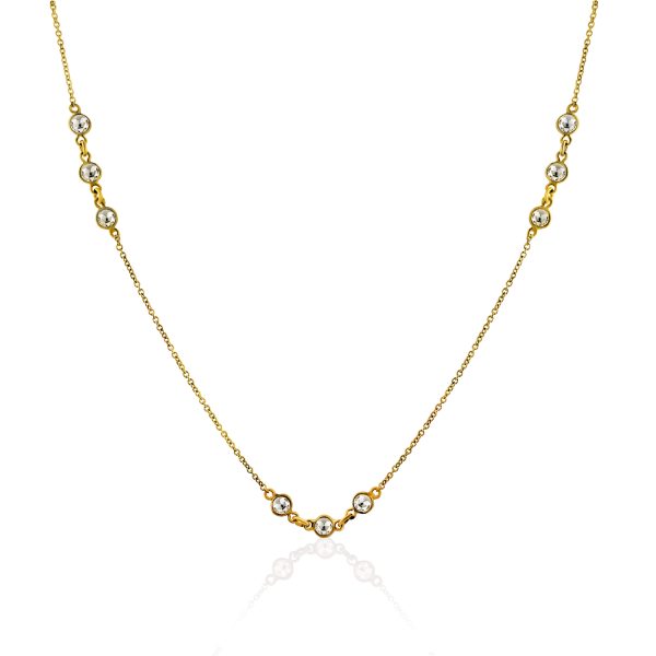 102443 pv Rock Divine Spring River Rose Cut Diamond Necklace in 18K Gold F VS2 054 ctw