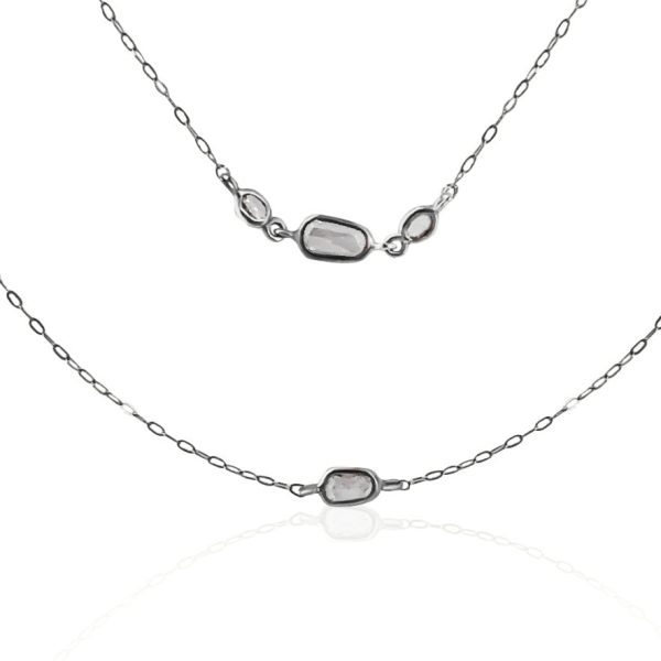 102447 fv Rock Divine Morning Light Rose Cut Diamond Necklace in 18K White Gold 225 ctw